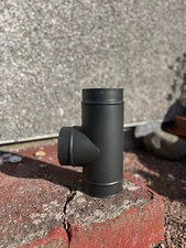 5" inch Black Stove Enamel Flue Pipe 90 Tee T 125mm, Matt Black