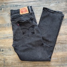 LEVI'S 514 Jeans Mens Black Slim Straight Stretch W34 (W32) L30 (L28)