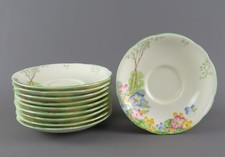 10 x Vintage Art Deco Royal Paragon Saucers Replica Service HM Queen (Mary)