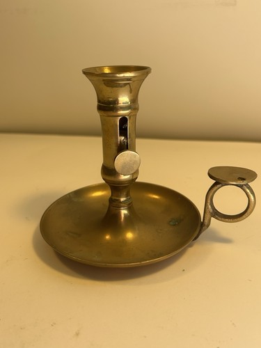 Vintage brass chamber stick - chamber,