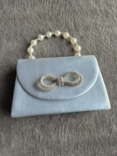 Womens KOKO Light Blue Bow And Pearl Handbag With Chain Strap
