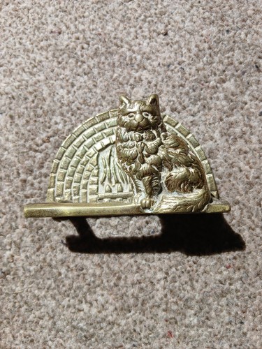 Vintage brass fireside cat - brass,