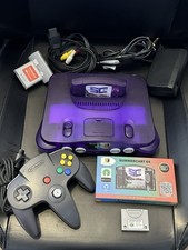 Purple Nintendo 64 N64 Console Bundle.  Controller, Multicart, Rumble & Memory