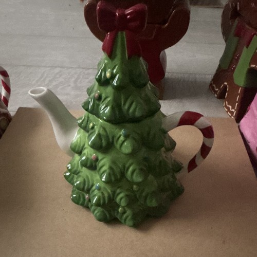 Ceramic christmas tree teapot - ceramic,