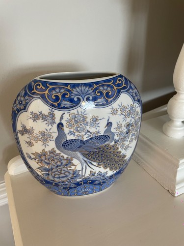 Porcelain vase peacock design - peacock,
