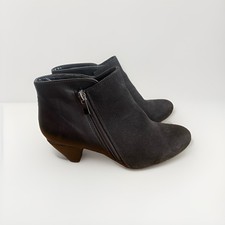 Dorothy Perkins Black Leather And Suede Ankle Zip Boots Kitten Heel Size UK 3