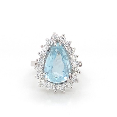 Aquamarine and diamond ring - aquamarine,