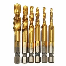 6Pcs HSS Tap Drill Bit Kit,M3 M4 M5 M6 M8 M10 Hex Shank Screw Taps Tools Set UK