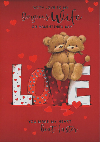 Wife valentines day card - wife,