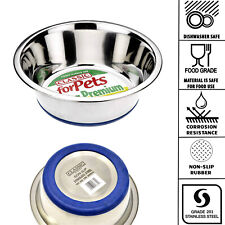 Dog Cat Animal Non-Slip Food Dish Feeding Water Bowl Stainless Steel
