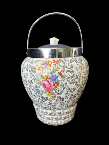 Vintage chinz biscuit barrel - chinz,