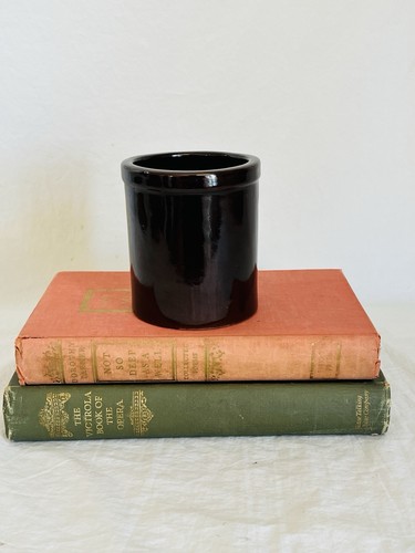 Vintage small stoneware crock - small,