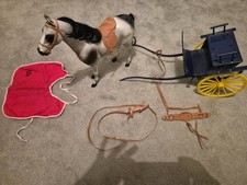 Vintage Sindy Horse Dapple,Gig,Saddle, Harness  & Red  coat. Very Good Condition