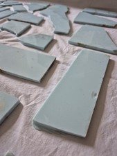 Vitrolite Vintage Glass Tiles- Mostly Princess Blue. Damaged.
