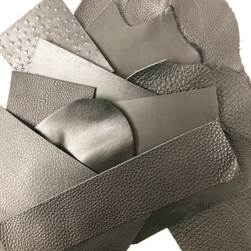 Black leather scraps - scraps, offcuts