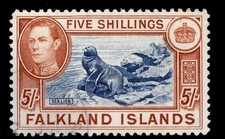 FALKLAND ISLANDS KGVI 1938 SG161b 5/- Used