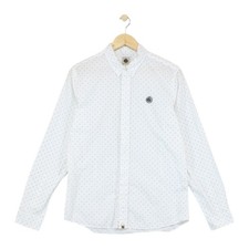 Pretty Green Slim Fit Shirt Mens Size M White Polka Dot Cotton