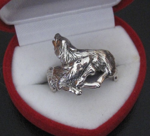 Wolf pair ring 2 wolves - wolf,