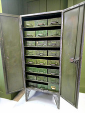 Vintage Industrial 1950s Polished Steel 2 Door Cabinet By The Milners Safe Co