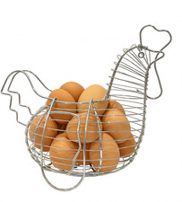 Metal hen egg - basket, wire