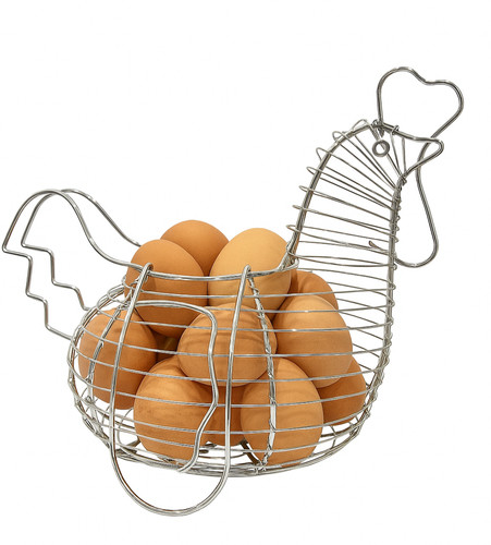 Metal hen egg basket - metal,
