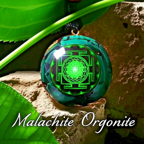 Malachite orgonite pendant - malachite,
