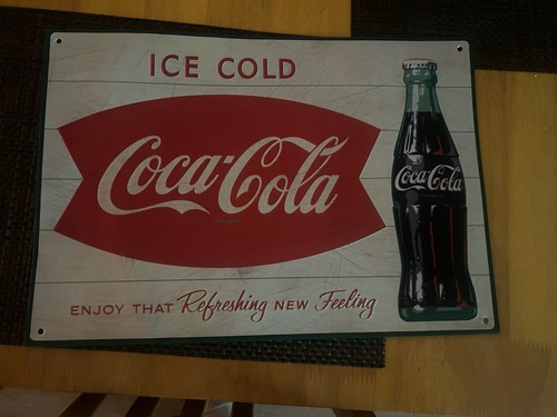 Coca cola tin sign wall - tin, plaque