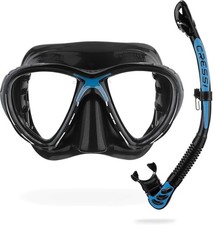 Cressi Big Eyes Evolution and Alpha Ultra Dry Mask and Snorkel Set - Blue/Black