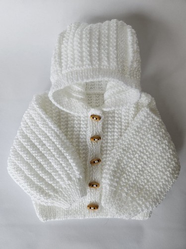 Hand knitted hooded - , baby
