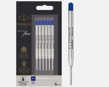 Parker Ballpoint Pen Refills | Medium Point | Blue QUINKflow Ink | 6 Count. New