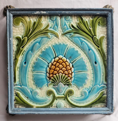 Antique majolica inch tile - 8,