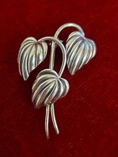 Vintage Modernist Teka Theodor Klotz Germany 835 Silver Floral Brooch 1.6" 3.6g