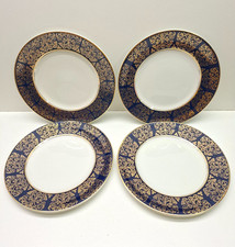Vintage Rare Wood and Sons Castile 4  Lunch Plates  Alpine White Ironstone Blue