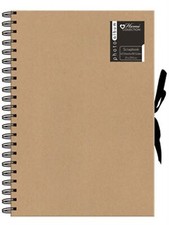 A4 Kraft Scrapbook Ribbon Tie Spiral Bound Photo Album Art Project 40 Sheet
