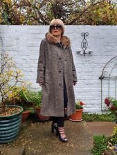 Valmeline 70's Vintage Brown Wool Coat With Real Fur Collar In A Size 14