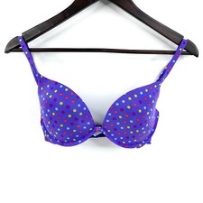 La Senza Push Up Bra Size 34D Purple Multicolour Polka Dot Underwire