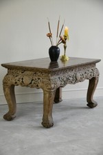 Oriental Jewelled Carved Wooden Coffee Table