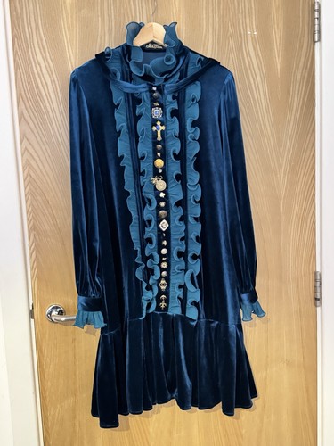 Vintage gothic teal velvet - vintage,