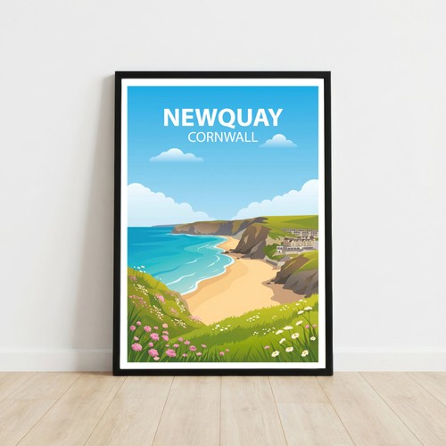 Newquay cornwall travel poster - newquay,