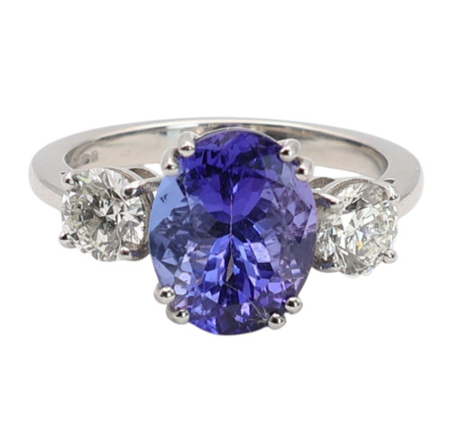 Tanzanite diamond trilogy ring - diamond,