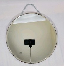 Vintage Hanging Wall Mirror Mid-Century Round Scalloped Bevelled Edge Accent