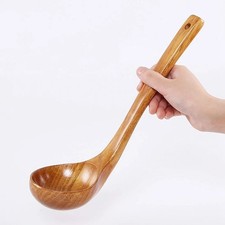 Large Long Handle Cooking Scoop Wooden Rice Soup Spoon Wood Spoon Soup Ladle