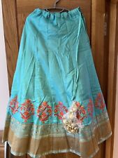 Blue Lehenga Skirt with Peach and Gold Embroidery