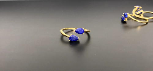 Gold lapis lazuli ring - lapis,
