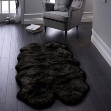 Large sheepskin rug quad black - large,