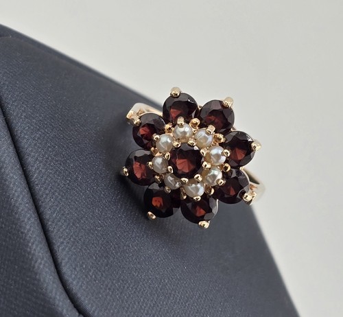 Vintage 9ct gold garnet - gold,