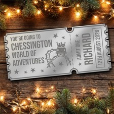 Silver Mirror Acrylic Ticket Chessington World Of Adventures Theme Park Custom