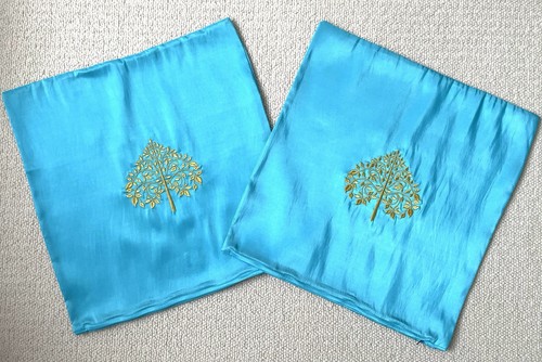 Two thai silk mix blue - silk, cushion