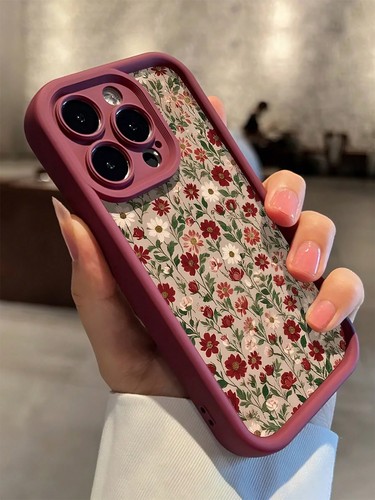Burgundy floral phone case for - phone,