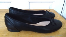 Clarks COUTURE BLOOM Black Leather Slip On Ballets Pumps Flat Shoes UK-7 E